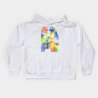 Several parrots in watercolor - rainbow - colored Kids Hoodie